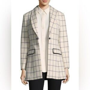 Becken Virgin Wool Windowpane Plaid Coat / Jacket - Size 4